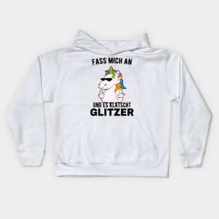 Einhorn zeigt Mittelfinger Es Klatscht Glitzer Fun Kids Hoodie